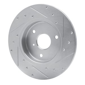 Smart Fortwo Brake Rotor (1) - Front Left - R1 Concepts - Drilled & Slotted - Silver - `05-`16